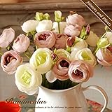 ラナンキュラス 造花 アレンジ 花器 セット CT触媒 ホワイト パープル 花 白 紫 フェイクフラワー