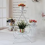 新しいヨーロッパの鉄のハート形の花のラックフロア4階建ての花の棚のリビングルーム緑の棚ヨーロッパの多肉植物緑の花の鍋の棚（L66 * W25 * H70cm） ( Color : White )