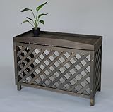 エアコン室外機カバー匠・ななめ格子（色：ブラウン）ヒバ材・木製【大型対応】