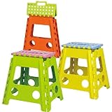 クラフタースツール (折り畳み式踏み台) グリーン（天板：ピンク）　Lサイズ　BLC-312