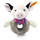 Steiff‐ベビー ガラガラ、グリップトイ、＃241048-ハッピーファームカウアルー、１２ｃｍ