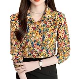 [ISZOZOKAMA] 柄ブラウス シャツ レディースシフォンワイシャツ オフィストップス長袖カジュアルノンアイロンシャツ春夏秋冬