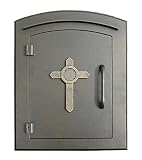 Qualarc MAN-S-1403-BZ Manchester Security Drop Chute Mailbox with "Decorative Cross Logo" Faceplate 