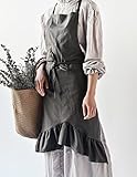 レディースエプロン　女性用　ロング　作業用　シンプル　ワークエプロン　カフェエプロン　母の日　保育士　花屋さん　ガーデニング　エプロン　ドレス型 (ダックグレー　)