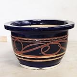 信楽焼 植木鉢 ルリ抜絵リン型 12号 アウトレット数量限定品