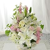 BunBunBee 旬のおまかせアレンジ「ホワイト＆ピンク～リリー～L」