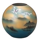 九谷焼 陶器 花瓶 鶴山水 AK5-1289