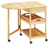 木製テーブル付ワゴン (ナチュラル) 【引き出し・トレー付き/約幅85×奥行60×高さ70cm】