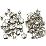 KUKU工房 片面カシメ 100組セット レザークラフト材料 (頭12mm 足10mm, シルバー)