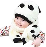 【Next house】選べる3色 ベビー ＆ キッズ 用 かわいい　パンダ 帽子 & マフラー セット (ピンク)