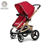 高い視点子供のベビーカー, 幼児赤ちゃん, 贅沢乳母車, 折り畳みます, ショック, 双方向の実装, (Red)