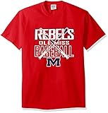 NCAAミシシッピOld Miss Rebels Baseball Bats半袖快適カラーTシャツ、XL、レッド