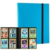 カードファイル カードバインダー シールファイル 4ポケット 160枚収納 表紙はPP素材 弾性包帯バインド カードシート他のゲームカードを集める (4ポケット, ライトブルー)