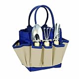 Picnic Time Garden Tote with Tools (Navy/Cream, Large) [並行輸入品]