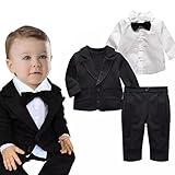 AmazingDeal 子供 長袖 スーツ+シャツ＋パンツ 冬服 男の子 蝶ネクタイ 結婚式 発表会 入学式 卒業式 春秋 ジェントルマン レジャー 可愛い (90)
