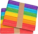JUTOSU 木材スティック スティック棒 DIY ミニ棒 木製 100本セット(カラフル) 工芸スティック 工芸品材料 木製棒 手作り クラフトスティック 創造力 いろんな芸術品や作品を作り用に ウッドスティック 業務用 木製スライス