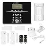 KKmoon 433MHz wifiドア警報防犯セット SMSアラームセキュリティシステム オートダイヤルGSM + PSTN 無線アラームパネル・PIRモーションセンサー・2*ドアセンサー・有線サイ