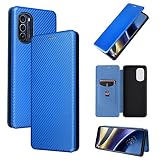 Pelanty for Moto g52j 5G ケース 手帳型 炭素繊維調 for Motorola Moto G52J 5G 携帯カバー 背面 軽量 薄型 財布型 カード収納 モトローラ モト g52j 5G スマホケース マグネット ストラップ付き 耐衝撃 全面保護-ブルー