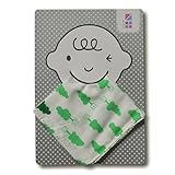 めんぷます田 赤ちゃんのハンカチガーゼ 2枚入り 大好き(グリーン) 25×25cm 綿100% 日本製