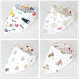 Morninggold スタイ ビブ よだれかけ 2層タイプ スナップ 柔らかい ベビー　三角 コットン100%　 4枚セット