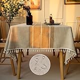 Forhomelife テーブルクロス おしゃれ 撥水加工 北欧 テーブルカバー リネン 撥水 お手入れ簡単 汚れ防止 厚手 ダイニング テーブルクロス 円形テーブル利用可能 正方形 (カーキ色タイプ1 140x140cm)