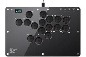 アケコン レバーレス コントローラー「16ボタン·RP2040搭載·全機種対応·手軽に昇龍発動」ps4コントローラー 格闘ゲーム パッド 0遅延 極薄 195*295mm 膝置き ワイドパネル 15mm静音大按键 OLEDディスプレイ RGBled