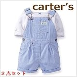 カーターズ Carter's 正規品,5分丈 Tシャツ,オーバーオール,セット 水色ボーダー 18ヶ月（85cm）