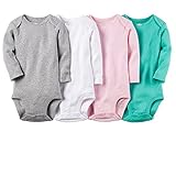 カーターズ Carter's ロンパース ボディスーツ 長袖 4枚組 女の子 綿100% コットンリブ 秋冬 4-Pack Long-Sleeve Bodysuits 3M (55-61cm)