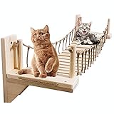 Umoraキャットタワー 木製 吊り橋 猫ベッド 遊び場 ハンモック ストレス解消 運動不足解消 組み立て簡単（140cm）