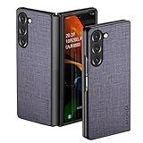 Aioria 互換性 ケース for Samsung Galaxy Z Fold 5 Fold5 5G 生地パターンレザー高級に保護純色スマホケース (Gray, Z Fold 5)