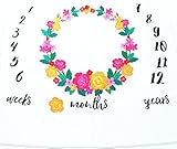 Baby Floral Wreath車バルーン印刷マイルストーンBlanket with Monthly成長チャートバックドロップ新生児赤ちゃん写真小道具 MY-LY-flower