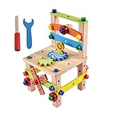 大工さんセット イス 木製おもちゃ 積み木　組み立て 知育玩具 (木)