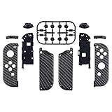 eXtremeRate スイッチ ジョイコン対応用交換シェル、switch joyconとswitch 有機elモデルに対応用ハンドヘルドコントローラーハウジングケース、フルセットボタン付き、ジョイコンに対応用DIY交換ケース（ジョイコン switch本体は含まれていません）【ブラックシルバーカーボンファイバー】