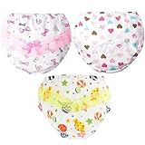 JIEYA 赤ちゃんの 女の子 の幼児 3パックコットントレーニングパンツレースボウノットのプリントブリーフ (110(0～2歳), B)