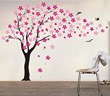 Pop Decors Drifting Flowers and Birds Tree Wall Decals for Nursery Room, 71' [並行輸入品]