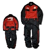 「76Lubricants（ナナロク）」レトロ・オーバーオール（ツナギ）/No.76-OA141/ (3L（身長：175-185cm）, 黒赤)
