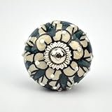 Ornate green floral Ceramic knobs for cabinets & cupboards - hand painted pulls