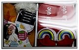LaVie ギフトBOX 3点セット ベルトカバーレインボー&ニット帽イエロースター キャンバスシューズソックス b118
