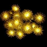 ノーブランド品イルミネーション　ソーラー充電式　LEDライト　自動・手動点灯　20球　2M　防滴仕様　2パターン点灯　クリスマスライト　パーティー飾り　結婚式飾り　毛玉型 (ホワイト)