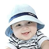 アップルスノー(applesnow) 赤ちゃんを日差しから守る ベビー 用 つば 付き ハット ボーダー 男女 兼用 帽子 男の子 女の子 (ネイビー)
