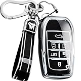 アルファード ヴェルファイア 40系 ノア 新型 ヴォクシー 90系 シエンタ トヨタ適合 スマートキーケース キーカバー お洒落 キズ防止 アルファード キーホルダー (光沢（6 Key）, ブラック／プラチナ)