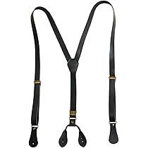 Amazon | [売店] サスペンダー ボタン式レザーストラップ 男女兼用
