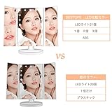 BESTOPE 化粧鏡 化粧ミラー 鏡 三面鏡 女優ミラー 卓上 led付き 折りたたみ 拡大鏡 2&3倍 明るさ調節可能 180°回転 電池&USB 2WAY給電