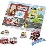 Melissa & Doug Around The F i r e Station サウンドパズルセット 1テーマ対応 M&D Scratch Fun ミニパッド (00736)