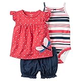 Carter's（カーターズ） ボーダー＆ドット 3ピース（ボディスーツ・チュニックTシャツ・パンツ)セット 24M(18-24ヶ月)[並行輸入品]