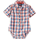 オシュコシュ OSHKOSH/ プラッドボ タンフロントボディスーツ プラッド ロンパース半袖 9ヶ月【並行輸入】