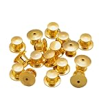 10個 ピンバッジ キャッチ 留め具 平型 デラックス タイタック バッジ留め具 金具 (10個ゴールド)