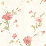 Brewster 436-66613 Kala Salmon Satin Floral Wallpaper, Light Green [並行輸入品]