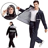 Peacoco レインコート 上下セット レインウェア 二重構造帽子 レインスーツ 2点 高品質 雨具 アウトドア バイク 便利 通勤 釣り メンズ レディース 男女兼用 メッシュ付き 耐久性 快適 