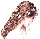 Zufriedeneer ゴールド 葉っぱ モチーフ 髪飾り 華奢 パール Uピン セット 結婚 パーティ ヘア アクセ ドレス 着物 ゴールド 5個